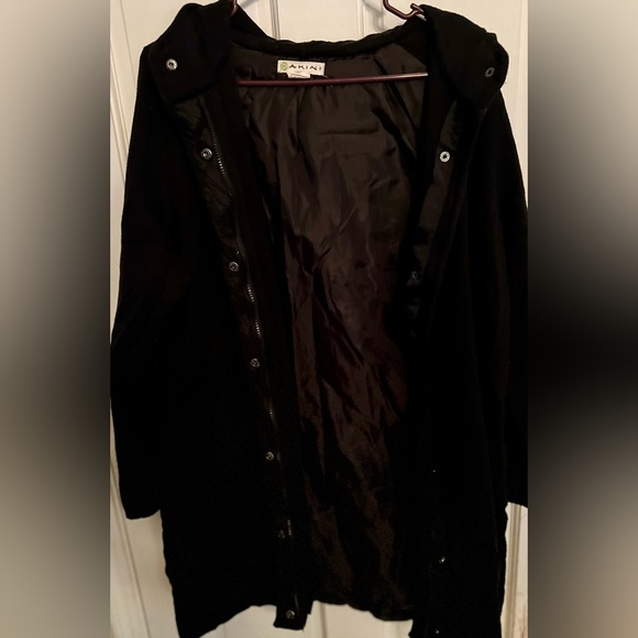 Dakini Quilted Mixed Media Jacket Womens 1X Hooded Full Zip Snap Black - Picture 5 of 7